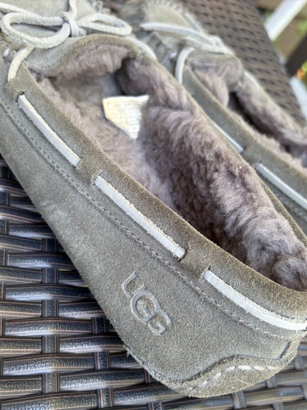 UGG Bella II Suede Shearling Moccasin Slippers Gray Size 7